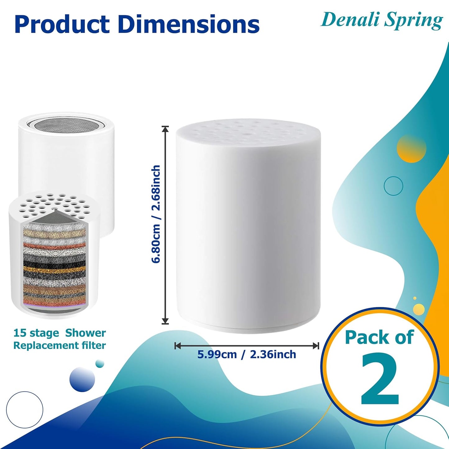 Denali Spring replacement shower filter cartridges, 2-pack – view 5