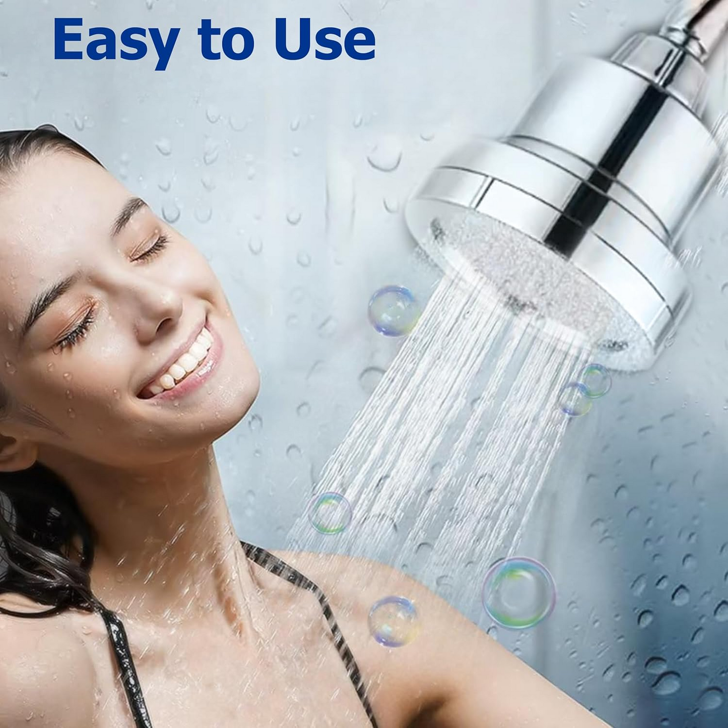 Denali Spring 15-Stage Chrome Shower Head with Built-In Filter – Removes Chlorine, Heavy Metals, & some Microplastics for Healthier Skin & Hair, Easy Installation