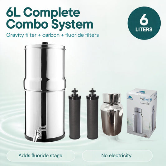 Denali Spring 6L complete combo: gravity filter, carbon filters and Post-Treat fluoride filter